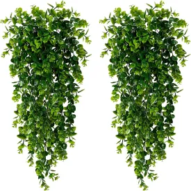 4 Pack Artificial Eucalyptus Plants UV Resistant Plastic Hanging Decor for Indoor Outdoor Walls, Weddings, Patios, Porches