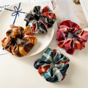 6pcs Women's Retro Hair Band Plaid Fabric Hair Ties