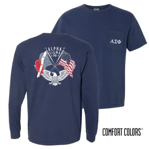 Alpha Sig Comfort Colors Navy Patriot tee