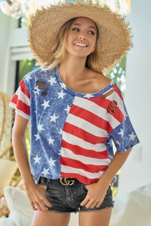 American Flag Theme Short Sleeve T-Shirt