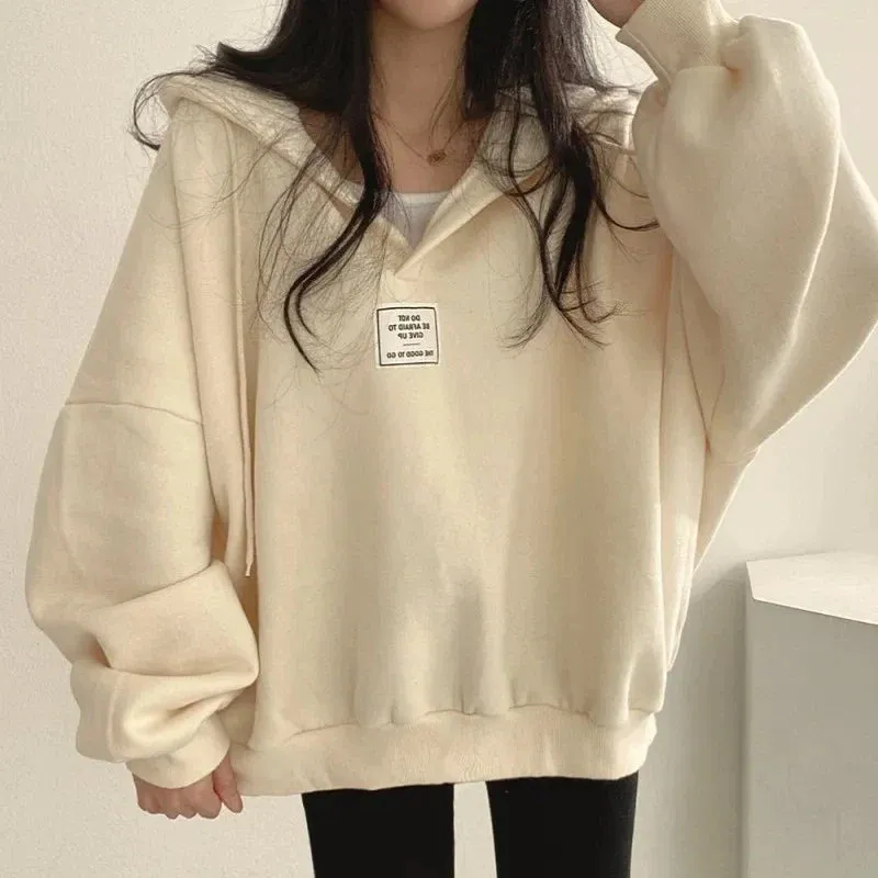 Apricot Thin Casual Oversized Hoody