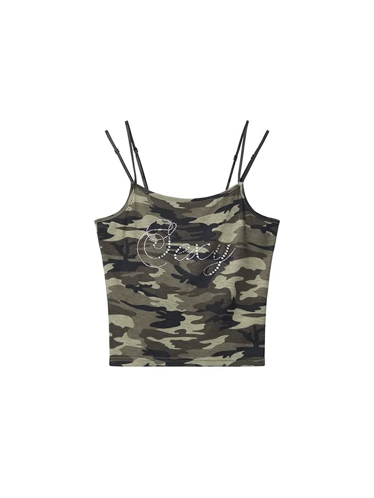 Camouflage Rhinestone Tank Top / カモフラージュ ラインストーン タンクトップ