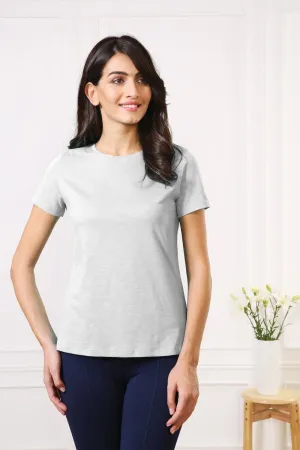 Classic Cotton Every day Wear Grey t-shirt tops for Women