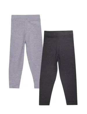 Combo of 2 Girls Full Length Leggings-Charcoal Grey and Grey