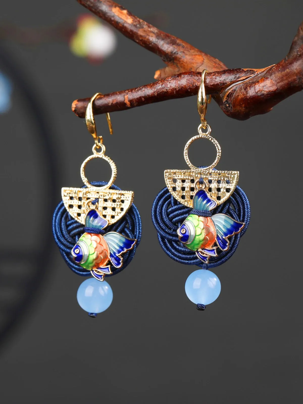 Dangle Earrings: Knots and Fish