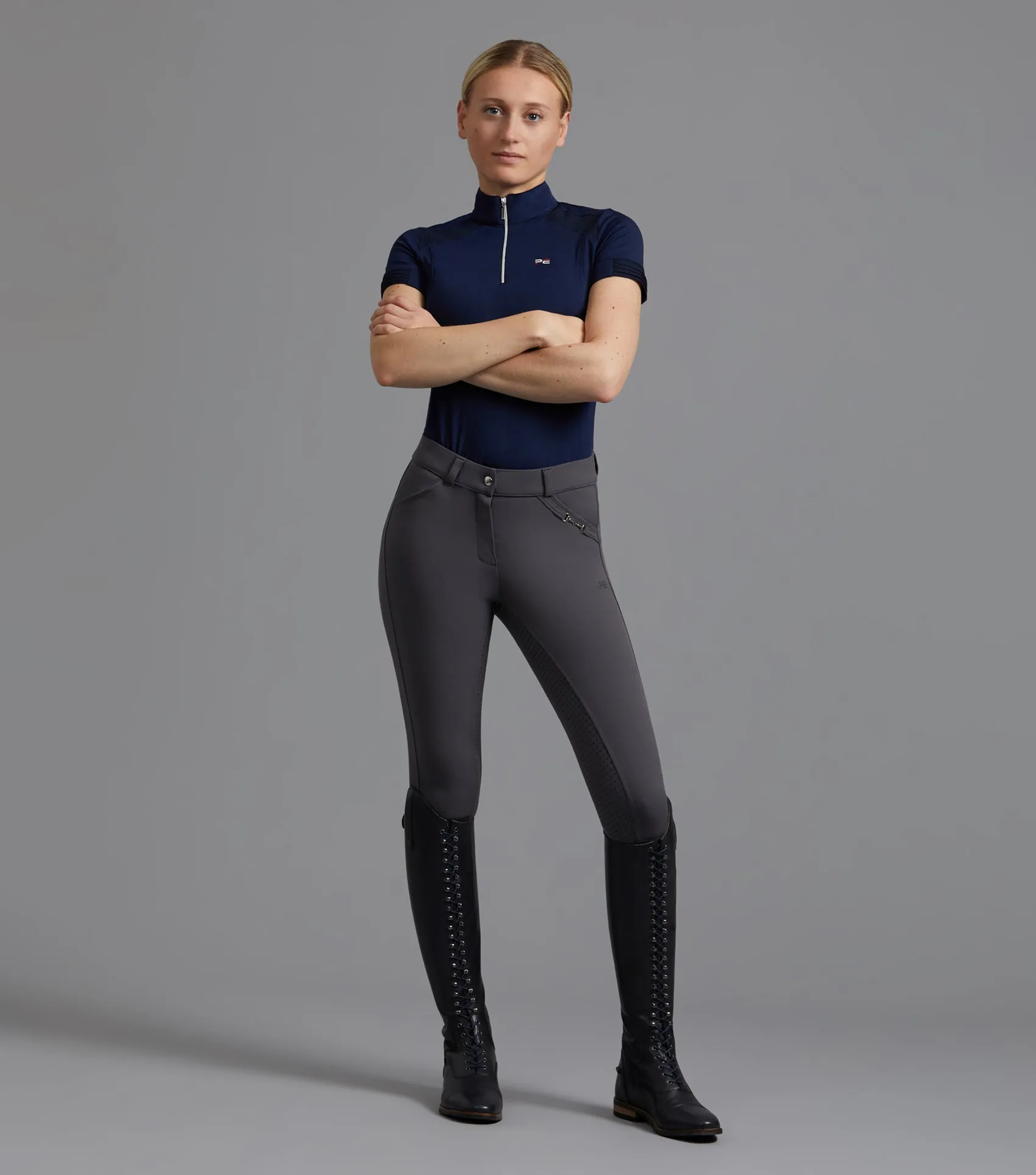 Delta Ladies Full Seat Gel Riding Breeches Anthracite