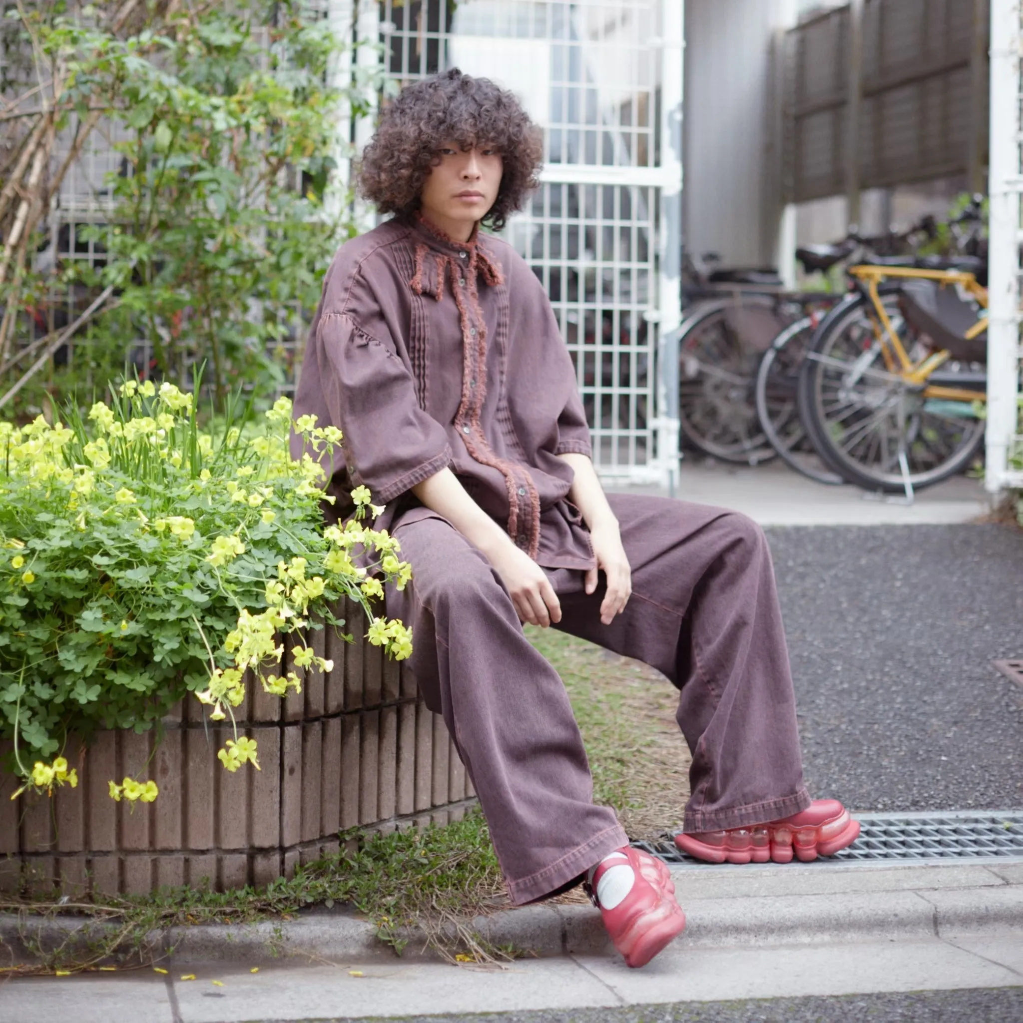 Denim Wide Trousers / Brown