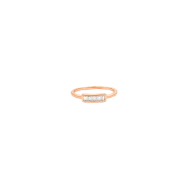 Diamond Frame Baguette Ring - 14K Rose Gold