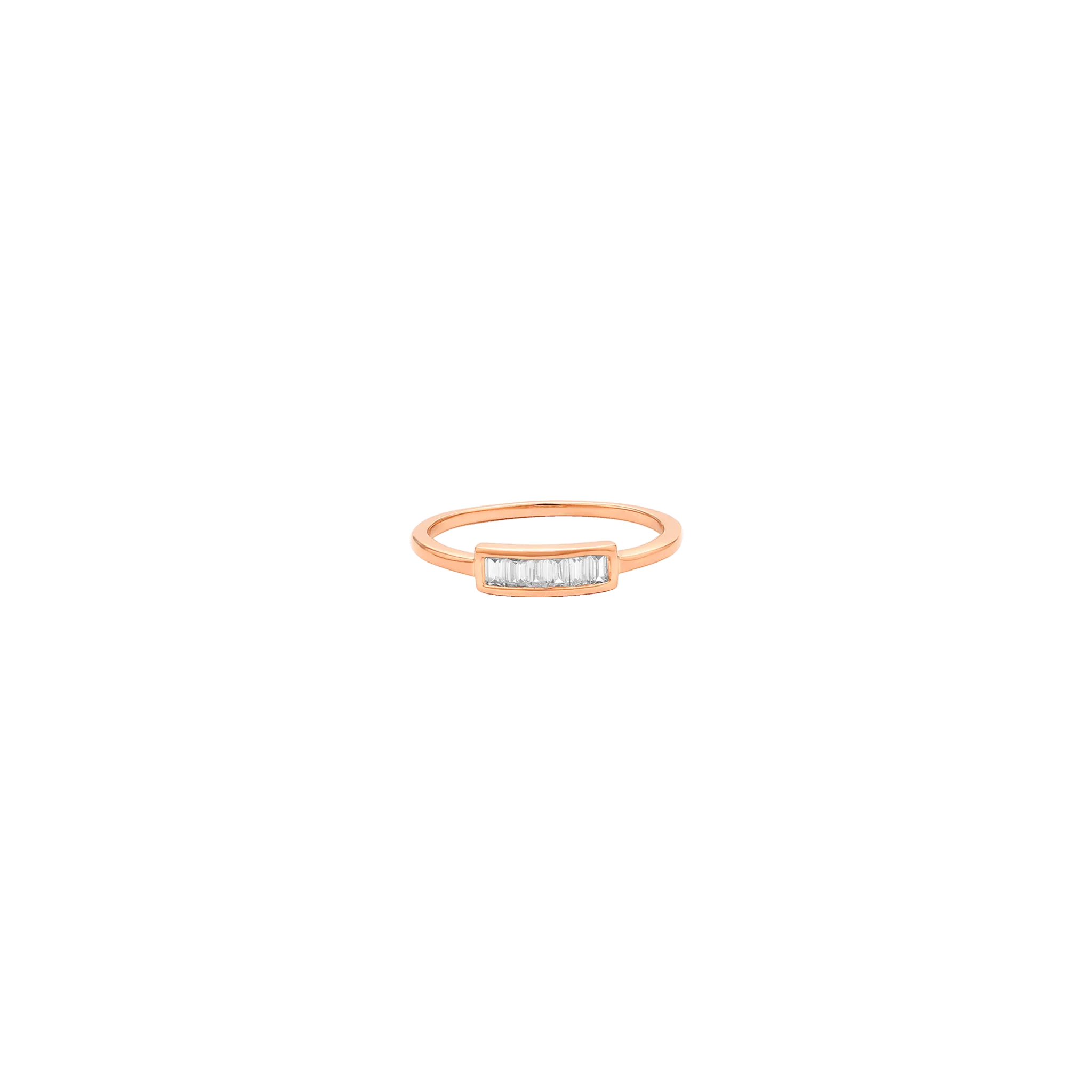 Diamond Frame Baguette Ring - 14K Rose Gold