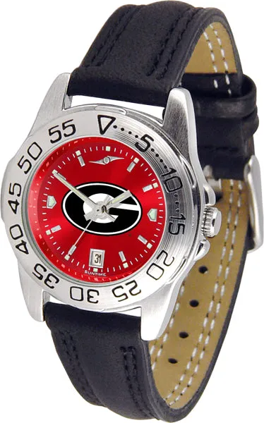 Georgia Bulldogs Sport Leather Ladies Watch - AnoChrome