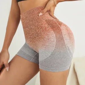 Gradient Seamless Shorts High Waist Women's Breathable Tight Yoga Pants