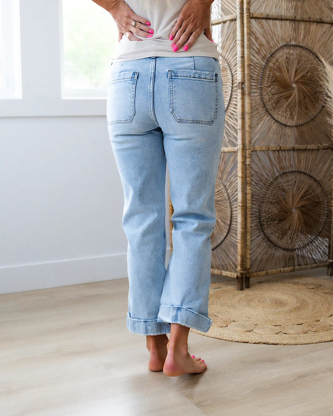 KanCan Isabella Rolled Hem Crop Flare Jeans