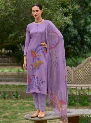 Kilory Purple Unstitched Cotton Suit Dress Material for Women