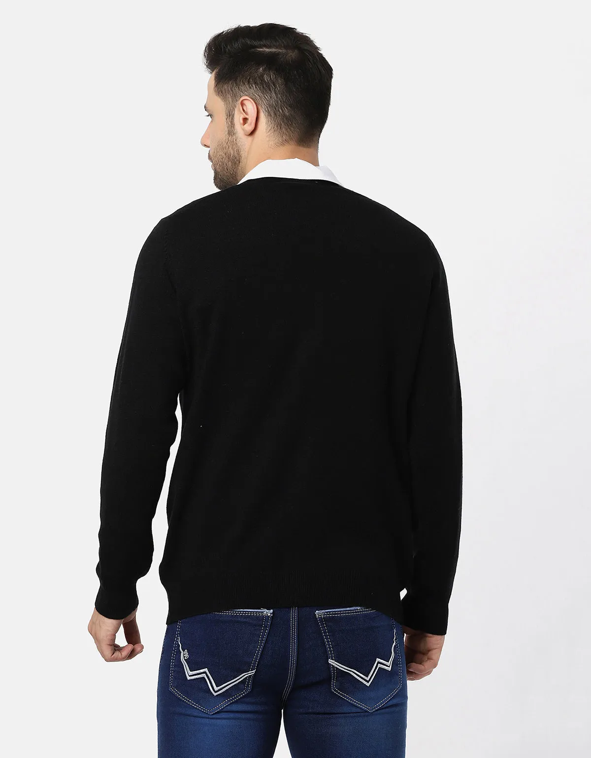 Knitted V-Neck Gents Pullover With Front Buttons