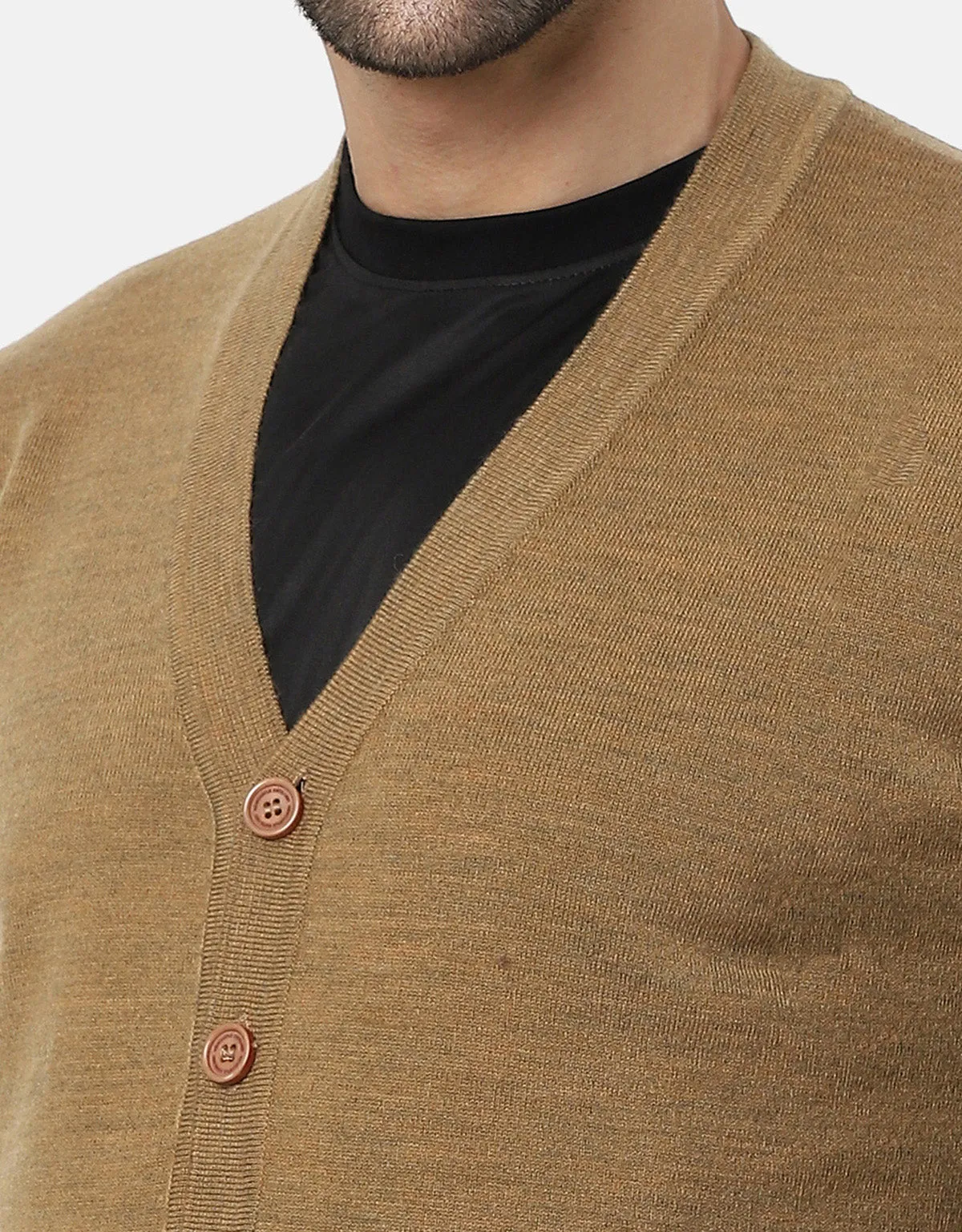 Knitted V-Neck Gents Pullover With Front Buttons