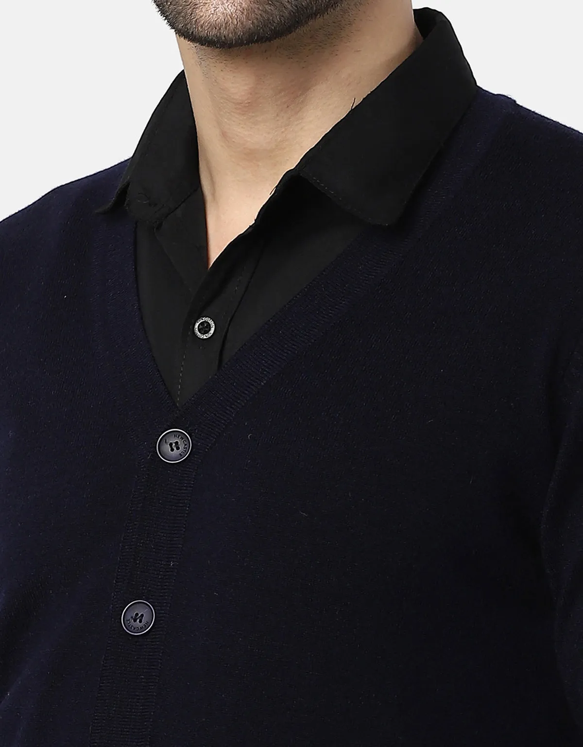 Knitted V-Neck Gents Pullover With Front Buttons