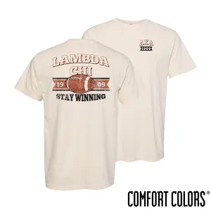 Lambda Chi Comfort Colors Stay Winning Football Short Sleeve Tee