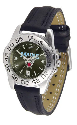 Maine Black Bears Sport Leather Ladies Watch - AnoChrome