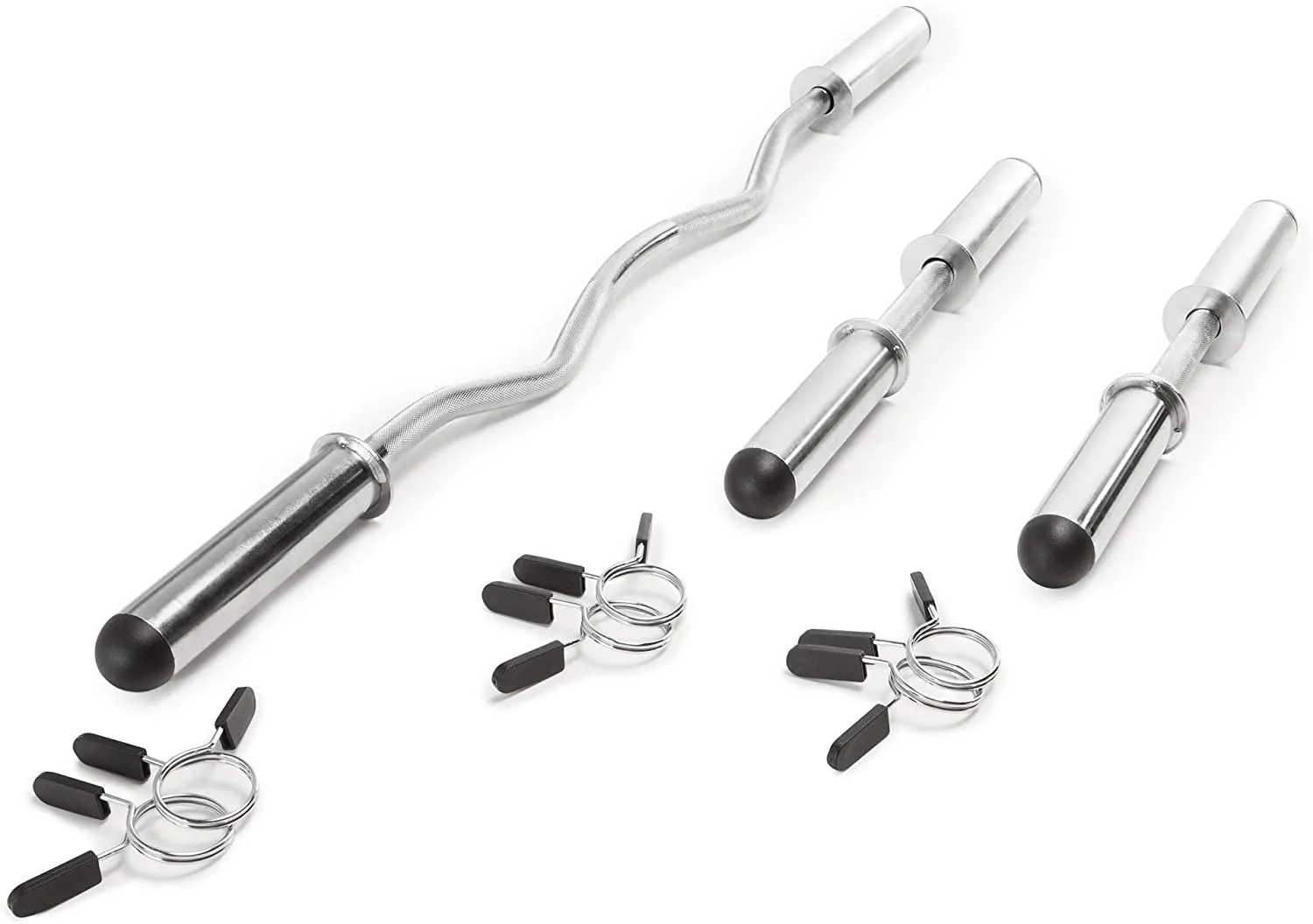 Marcy Olympic Hollow Bar Kit Chrome Curl Bar Dumbbell Handles and Spring Collars ODC-21