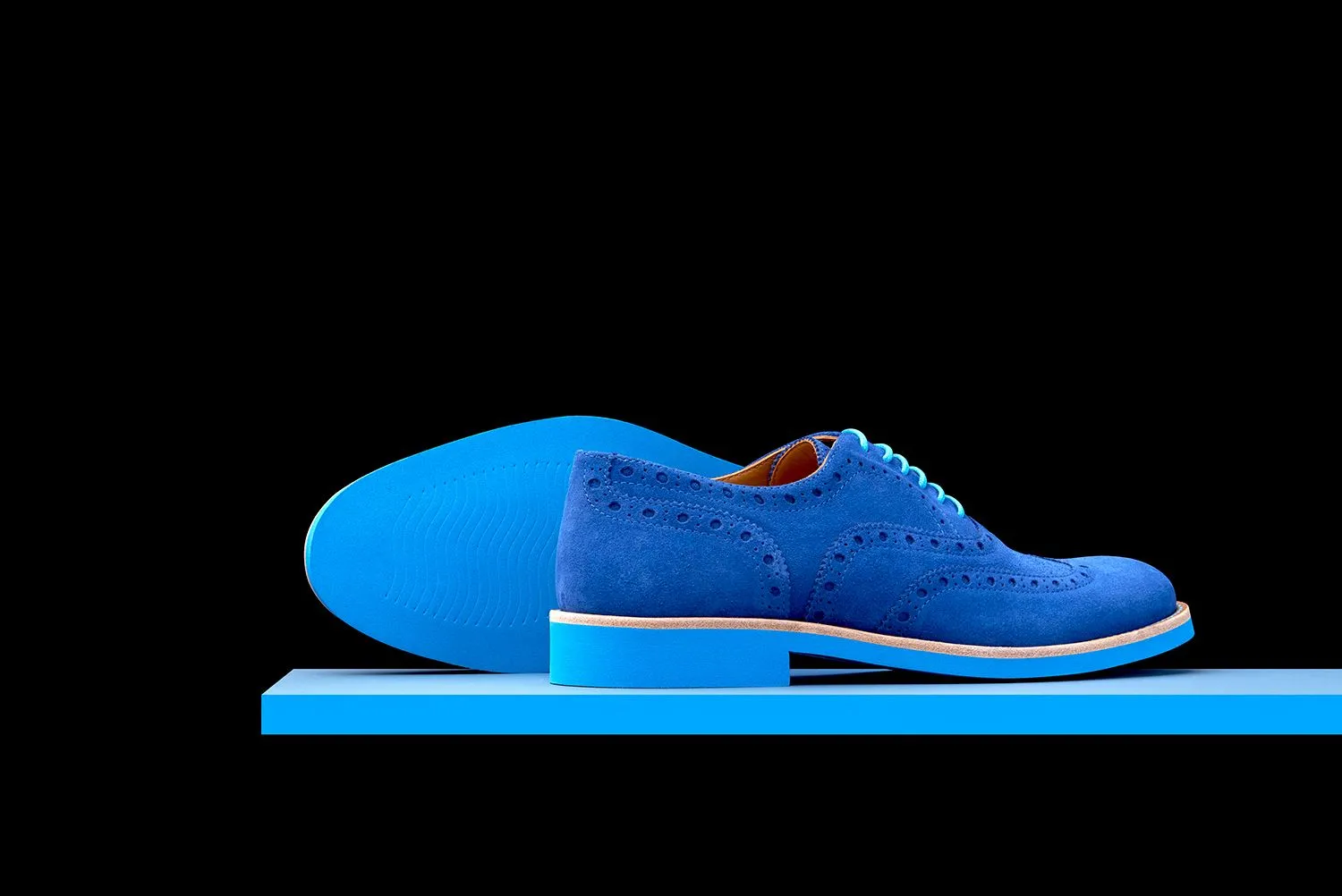 Mens Blue Suede Wingtip Dress Shoes