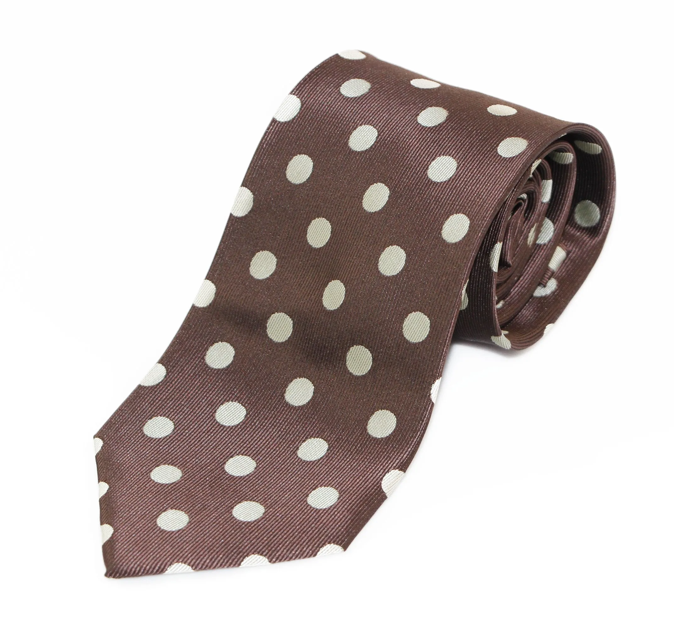 Mens Brown & Gold Polka Dot Patterned 8cm Neck Tie