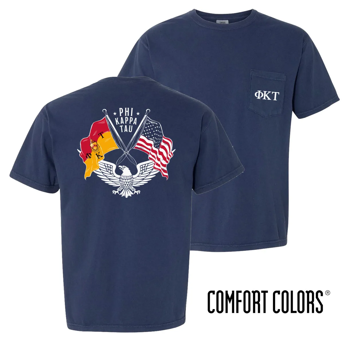 Phi Tau Comfort Colors Navy Patriot tee