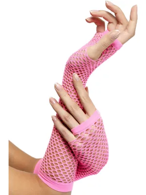 Pink Fishnet Gloves