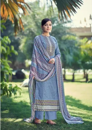 Pure lawn Unstitched Blue Suit with dupatta for women