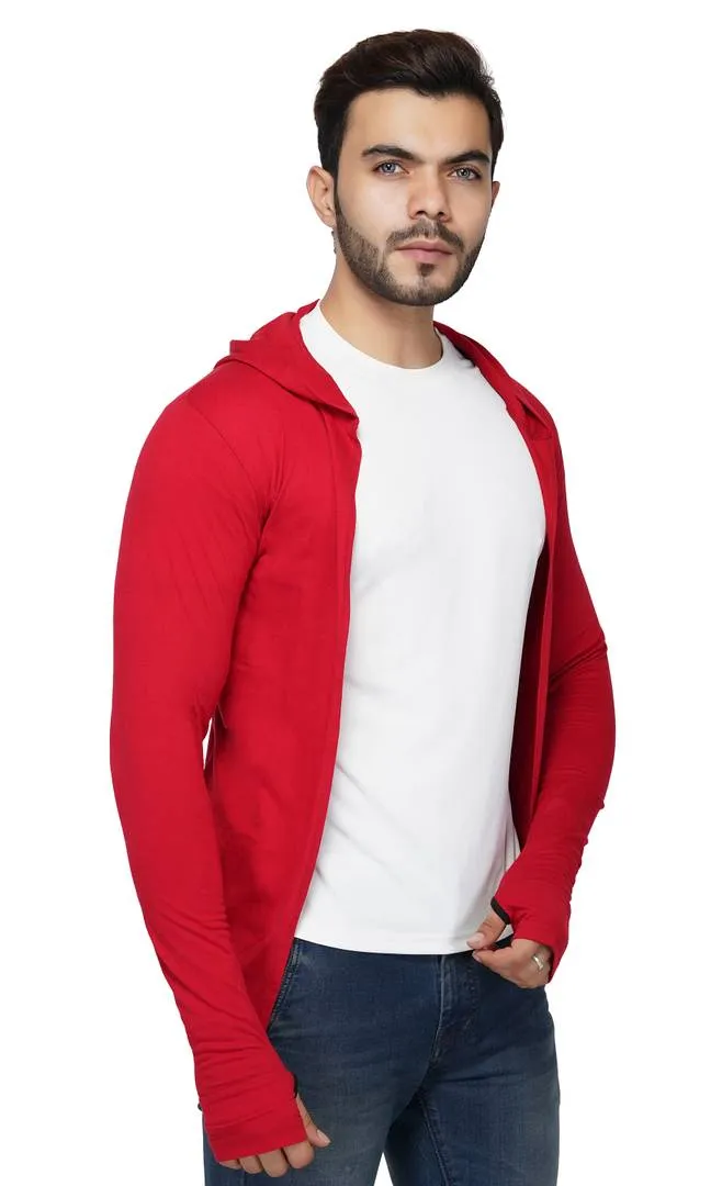 Stylish Straight Full Sleeve Red Shrug For Men