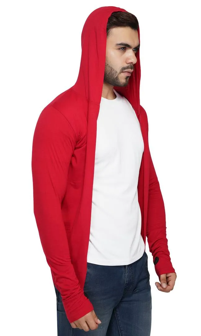 Stylish Straight Full Sleeve Red Shrug For Men