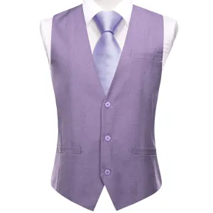 Taro Purple Solid Silk Style Men's Single Vest