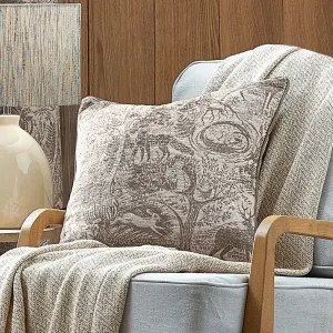 Winter Woods Animal Chenille Cushion Taupe